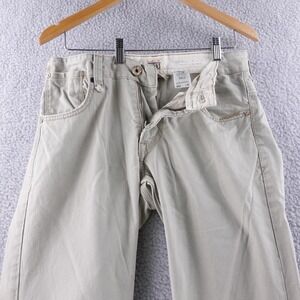 Vintage Tab Levis Mens Slim Straight Tan Twill Chino‎ Pants 32x32 Flap Pockets